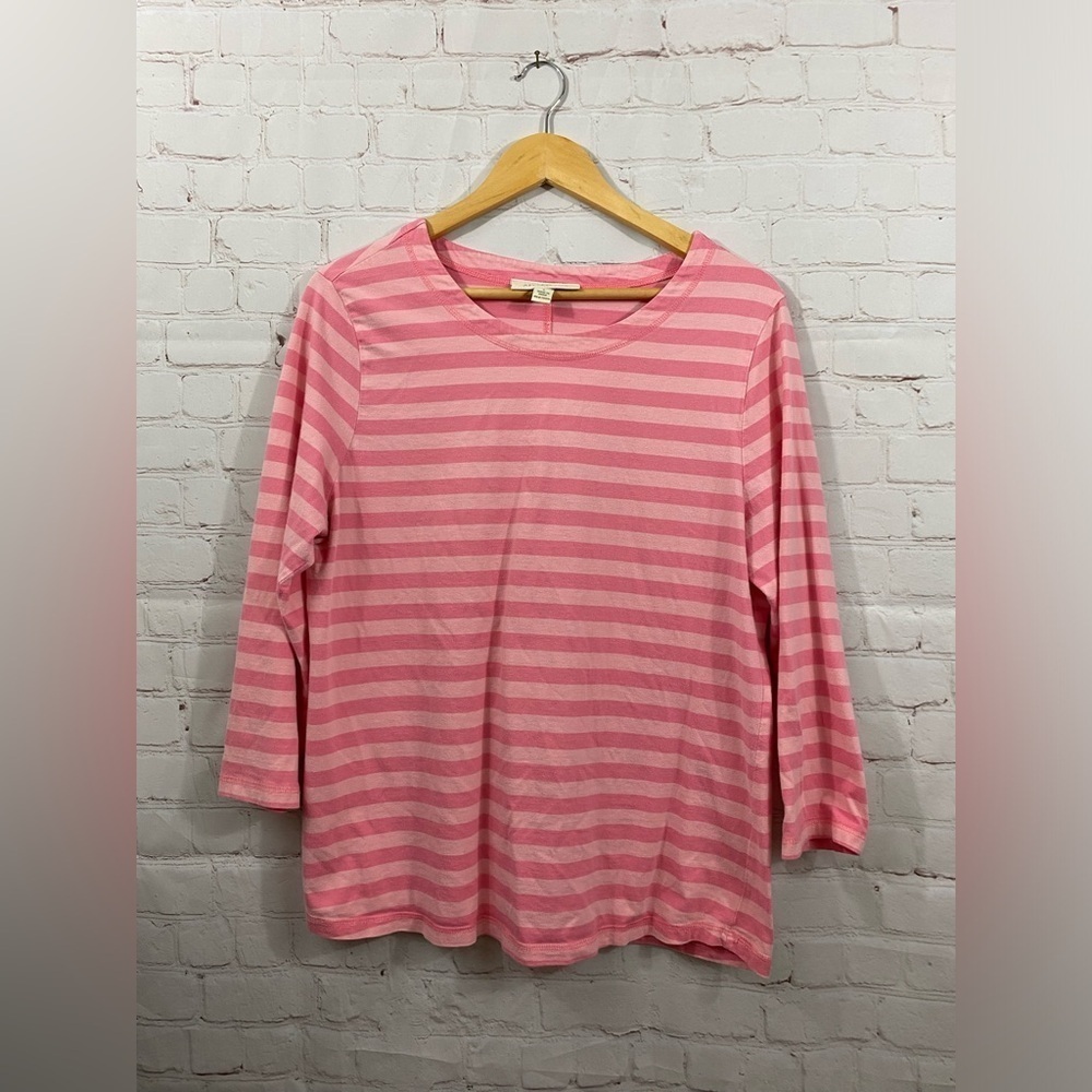 Apple Seeds Long Sleeve Top Womens Size Large Crewneck Pink Stripes Blouse